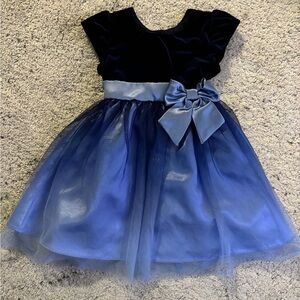 Jona Michelle Black and Blue Dress with Bow Kids Size 3